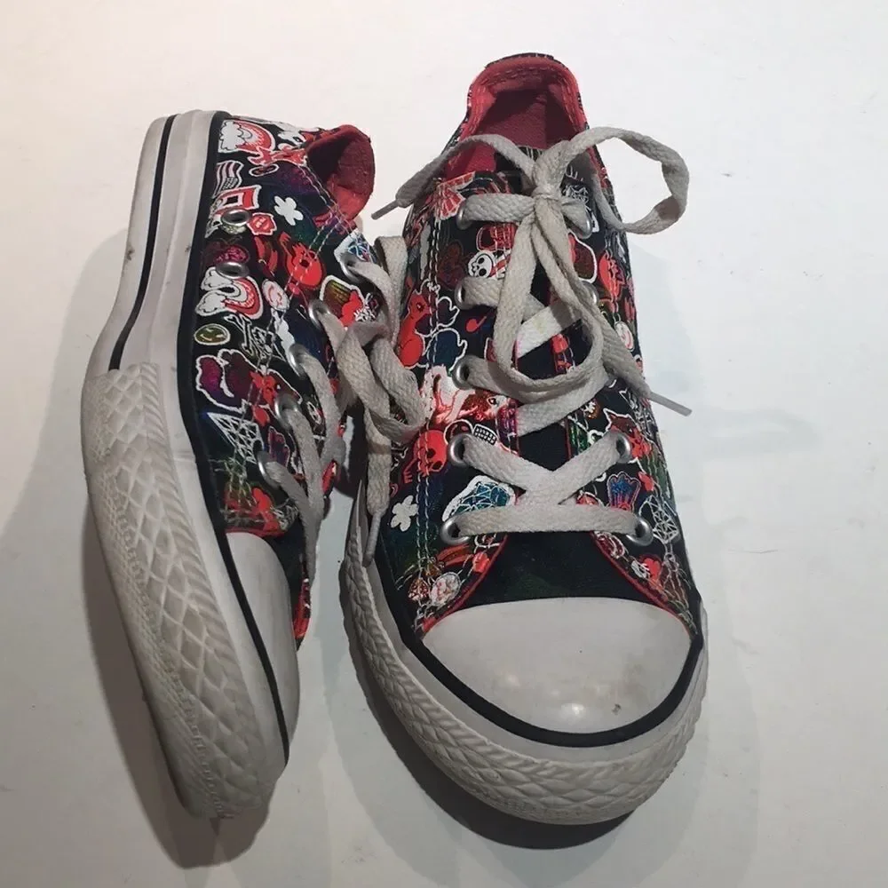 Converse All Star Jr. Black Ponies & Skulls Size 4